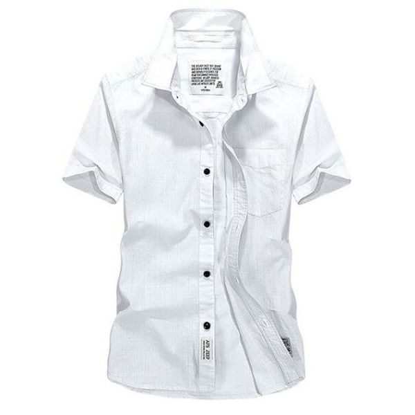 

2021 men's casual with short sleeves flax cotton shirt european plus size 2hb0, White