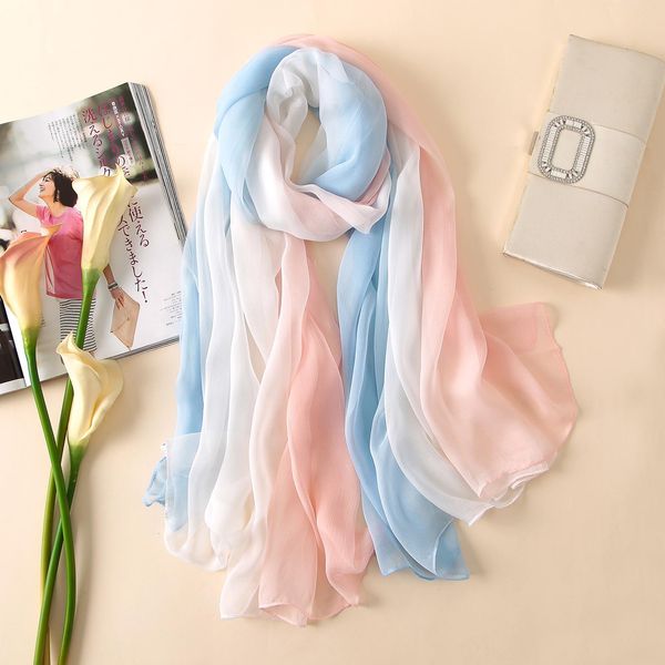 

2020 summer women scarf fashion soft crepon candy color silk scarves shawls and pashmina lady caps female bandanas large foulard wmtqqo, Blue;gray