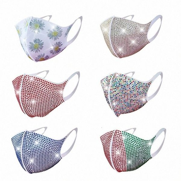 

face ladies dustproof mask sequin rhinestone protective washable elastic earloop mouth masks dhc81 e0zd#