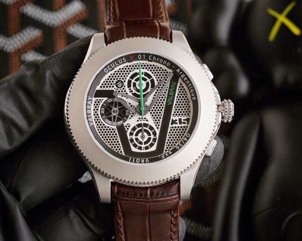 

tnk produced magician el1 wrist watch oculus system aperture structure hidden dial code movement 7750 automatic machine diameter 46 mm core, Slivery;brown