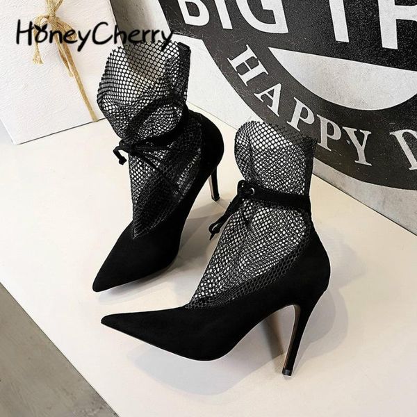 

women boots europe and america stiletto high-heeled v-mouth word hollowed out straps deep mouth women shoes, Black