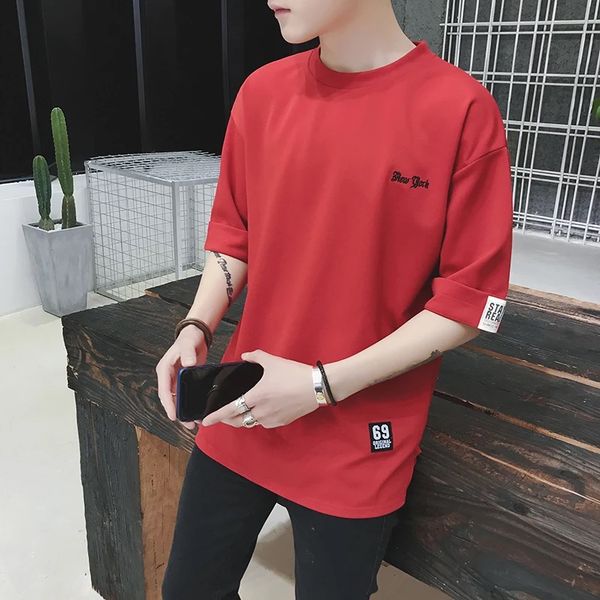 

short sleeve t-shirt bottomed shirt round neck solid embroidery white black slim half summer kg-167