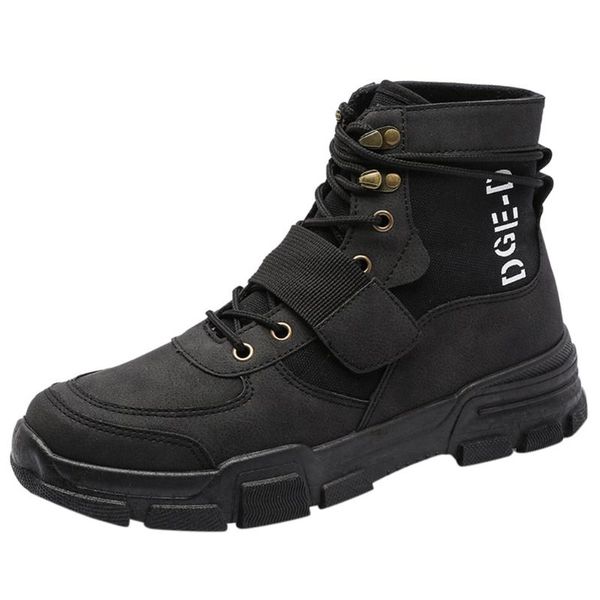 

sagace fashion men's boots warm working boots men's desert winter men non slip waterproof toe high shoes warm footwear, Black