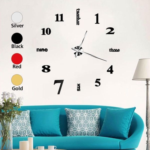 

wall clocks 3d mirror clock bedroom stickers fashion cool home decor tv background self-adhesive sticker1