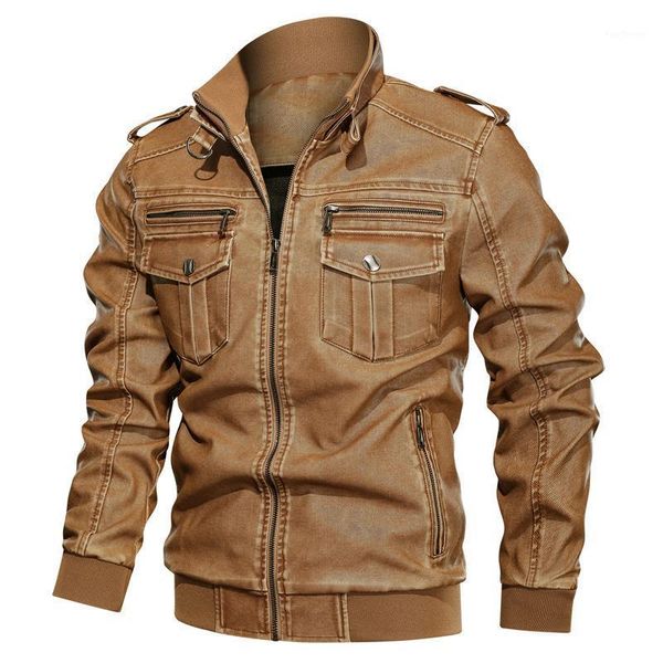 

men's jackets spring and autumn -selling brand washed retro motorcycle pu leather jacket multi-pocket harajuku men's punk rock sui, Black;brown