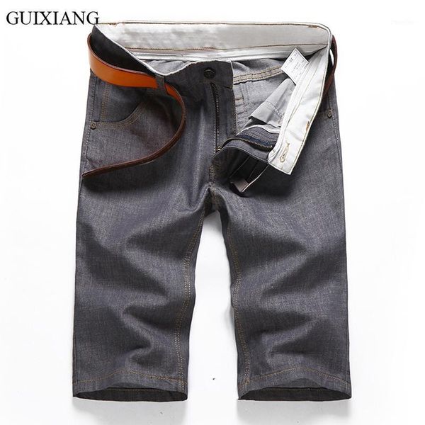 

new arrival summer style men boutique gray short denim jeans fashion casual solid plus size straight knee length jeans size28-401, Blue