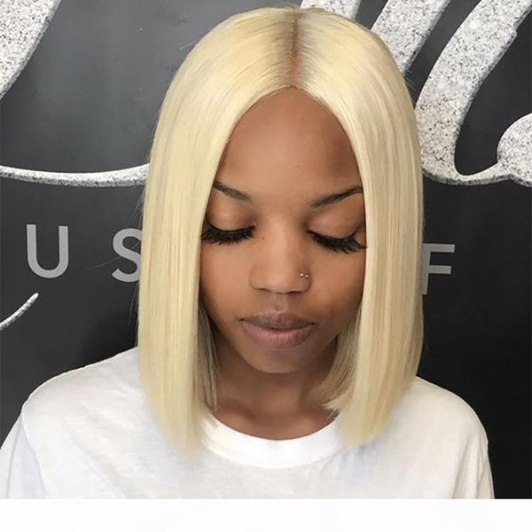 

honey blonde lace front wig brazilian straight frontal short bob human hair wigs hd lace for black women colored, Black;brown