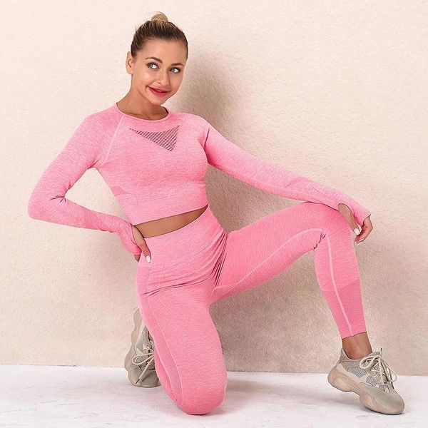 

yoga outfits svokor set women seamless stretch push up tracksuit sports fitness clothes knitted breathable suit, White;red