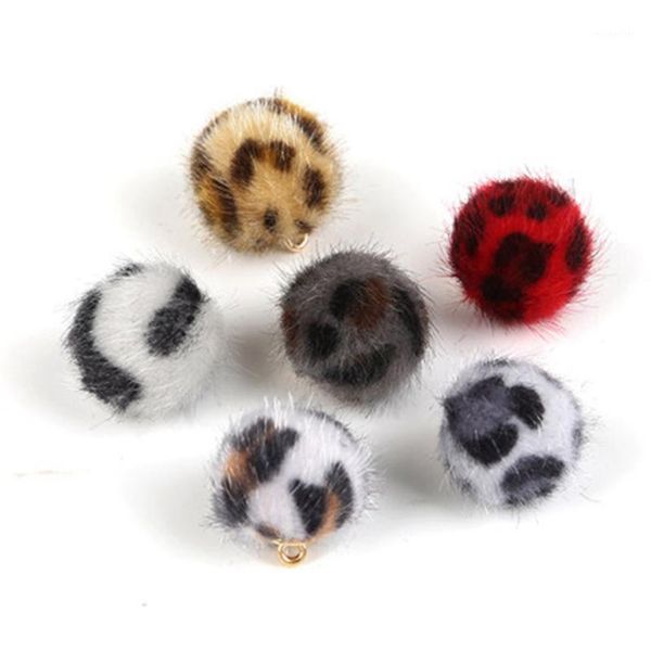 

christmas decorations 10pcs/bag faux fur leopard pom diy fashion pendant pompoms balls for bags hair scarves accessories diameter 15mm craft