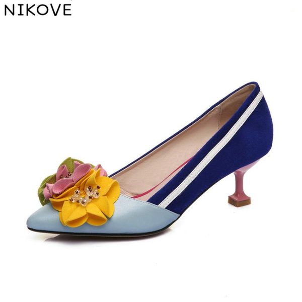 

nikove 2020 summer women pumps shoes kid suede+pu spring thin high heel pointed toe solid casual fashion shoes size 34-39, Black