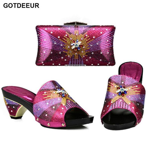 

latest fuchsia color african matching shoes and bag set in heels italian shoes and bags to match with bag set, Black