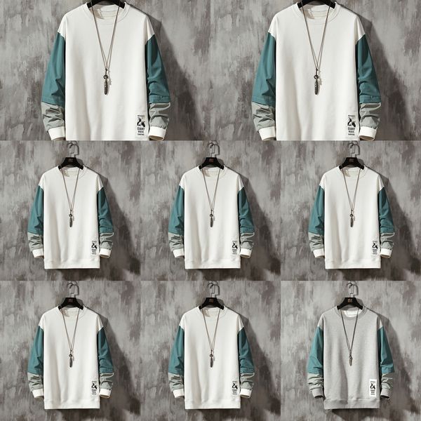 

2020 весна осень мужской длинный рукав свитер с круглым t- t-воротник рубашки и дна рубашки для активного отдыха и повседневной одежды ujktx, Black