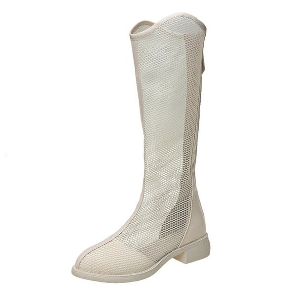 

2021 new summer-style women's breathable crochet hollow long beige black at knee-ladies high riding boots jbyz