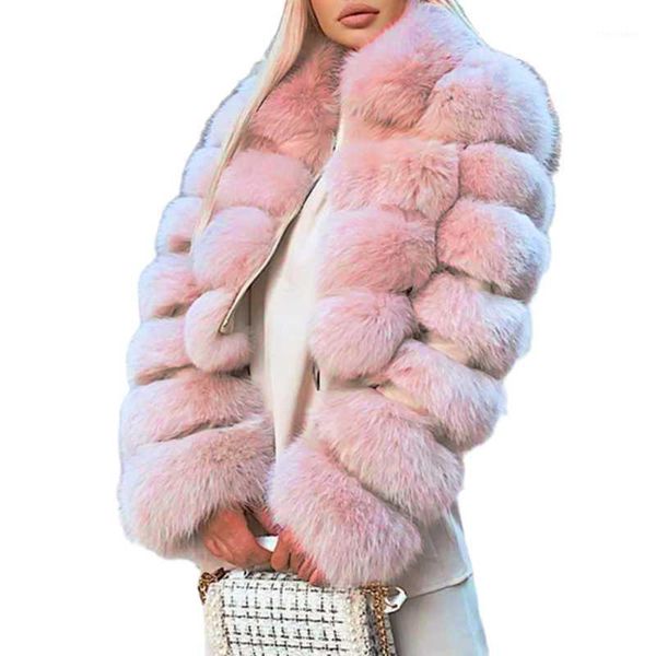 

women's fur & faux overcoat thick short hooded coat imitation hair long-sleeved stitching female fashion zipper women coats1, Black