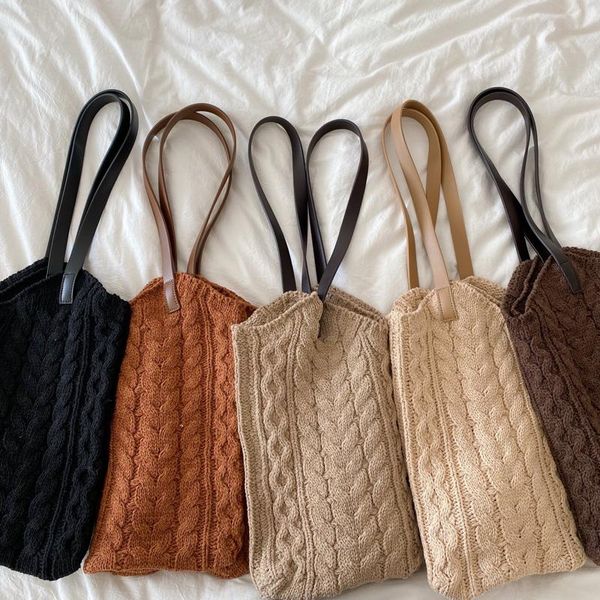 

cross body women's bags female handbags korean ladies shoulder bag thick woolen yarn knitting youth middle whole sale