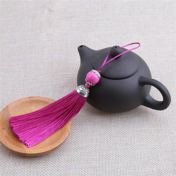 

5pcs pure color polyester with beads tassel pendant chinese knot tassel diy handicrafts curtain garment sewing accessories h bbywww