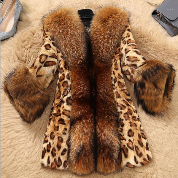 

women faux collar leopard medium long coat jacket plus size s-5xl winter coat women chaqueta mujer1, Black