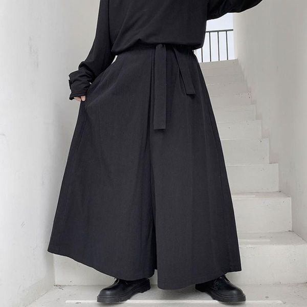 

men's pants trousers spring and autumn style casual nine minute flared wide leg black trend