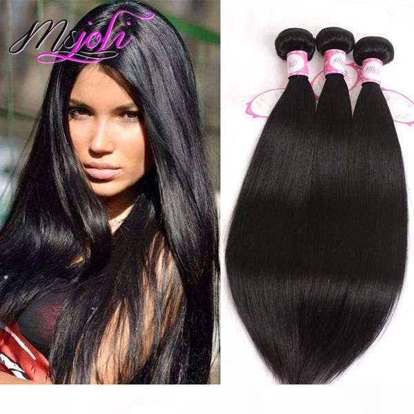 

9а необработанное brazillian straight virgin hair extension 30-36 дюйм доступных бразильских человеческих волос straight плетение волос пучк, Black;brown