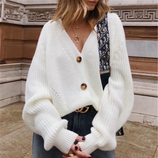 

buttons up sweater cardigan women knitwear v neck women's clothing winter cardigan korean style sale y200106, White;black