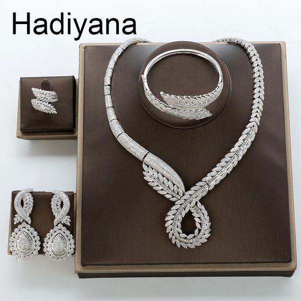 

jewelry sets hadiyana luxury elegant temperament classic wedding engagement inlaid cubic zirconia for women tz8130 bisuteria, Silver