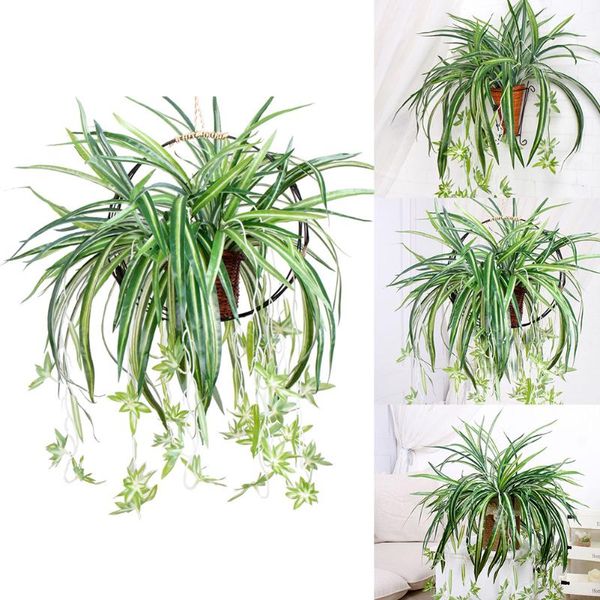 

decorative flowers & wreaths 2pcs climbing plants simulation basket greenery fake trailing grass decor outside hanging ferns flower indoor w