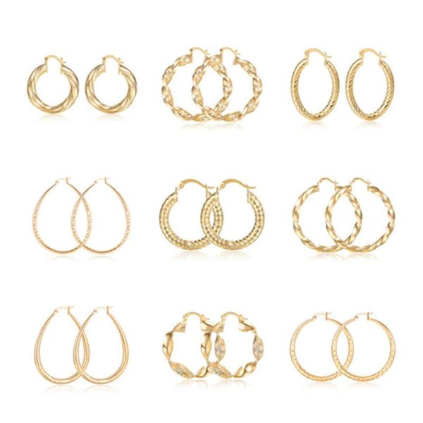 

hoop & huggie gold alloy drop earrings for women exaggeration simple fashion jewelry accessories female vintage circle 2021, Golden;silver