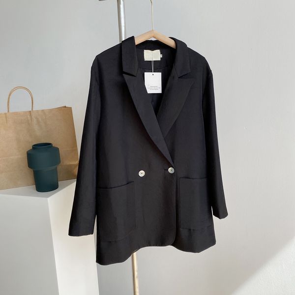 

2021 new autumn turn down collar blazer vintage ladies coat with pocket feminino for women clothes kpob, White;black