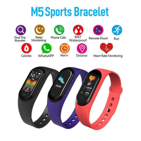 

m5 men's women's watch, with smart wristband for calling, music, bluetooth, heart rate and blood prsure control, waterproof