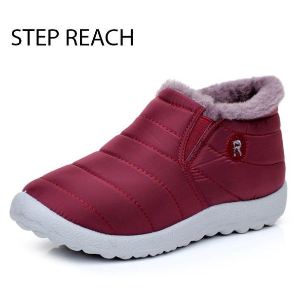 

boots stepreach brand winter women female waterproof flexible ankle down warm snow ladies shoes woman zapatos mujer, Black