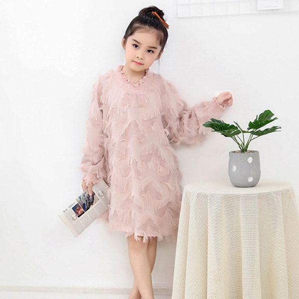 

girl's dresses tassel teenager girl dress cute baby girls long sleeve pink autumn spring 2021 princess casual party clothing1, Red;yellow