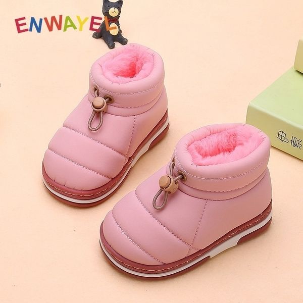 

enwayel baby children winter snow boots kids shoes for girls boys bebe toddler leather ankle fur plush warm children' girl 201201, Black;grey