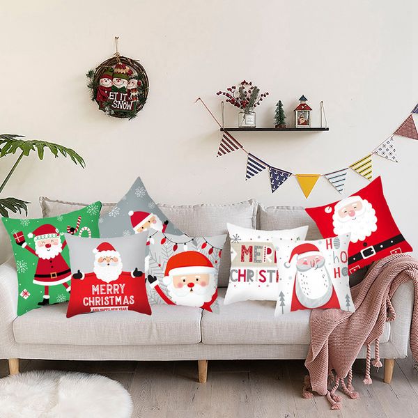 

santa merry christma decorations for home reindeer claus tree cushion cover christmas ornament 2020 xmas gift noel new year 2021
