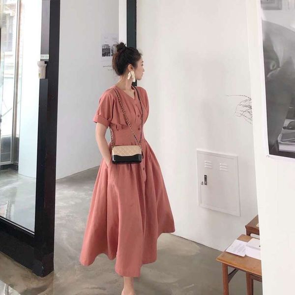

dress close slim style yimi waist 2020 summer new v-neck french small platycodon skirt fairy, Black;gray