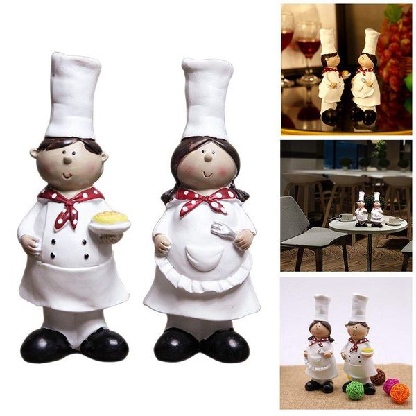 

1 pair of creative boy girl chef decoration home decoration resin crafts wine cabinet window restaurant bakery