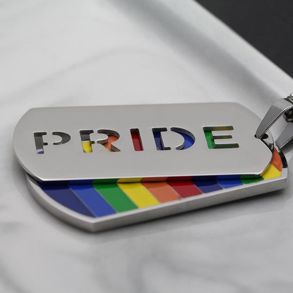 

stainless steel necklace chain hip hop on the neck simple pride gay necklaces men women doble capa nameplate pendants wholesale, Silver