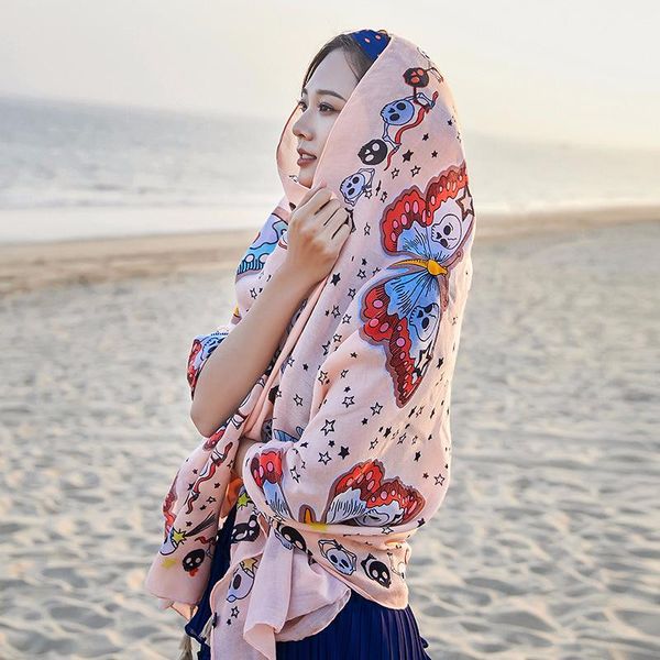 

scarves xia printed cotton and linen joker hang must scarf silk seaside tourism is prevented bask in cape female 2313, Blue;gray