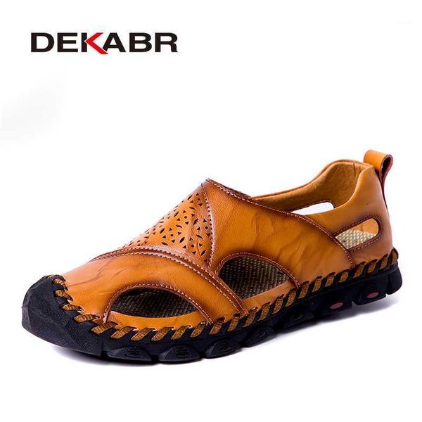 

sandals dekabr male shoes genuine leather men summer beach man fashion outdoor casual sneakers size 481, Black