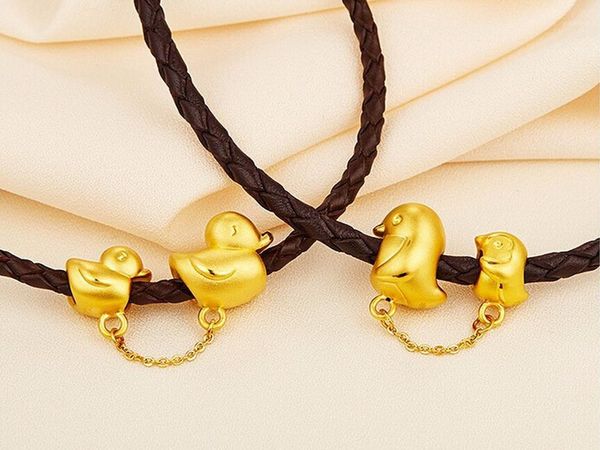 

luxury fashion arrival 3d 24k yellow gold mother and son animal bracelet son animal 2.22g1, Black