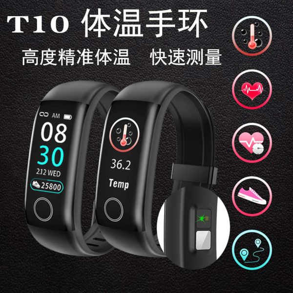 

t10 temperature intelligent 2020 heart rate and blood prsure monitor step ip67 bracelet burst