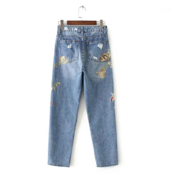 

2020 summer new net version simple slim slimming wild embroidery cropped straight jeans 11581, Blue