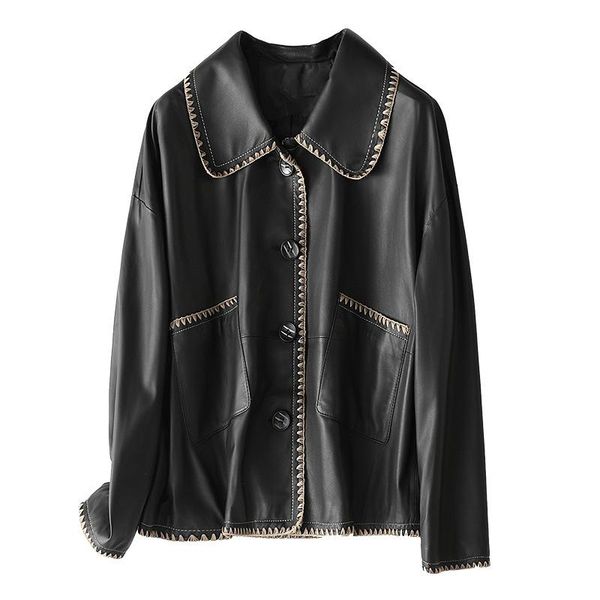 

genuine sheepskin leather suede jacket spring autumn women coat suit lf2081, Black