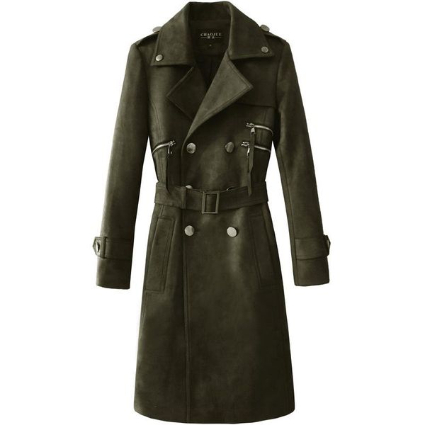 

new arrival fashion suepr large deerskin windbreaker men spring autumn x-long coat plus size smlxl2xl3xl4xl5xl6xl, Black