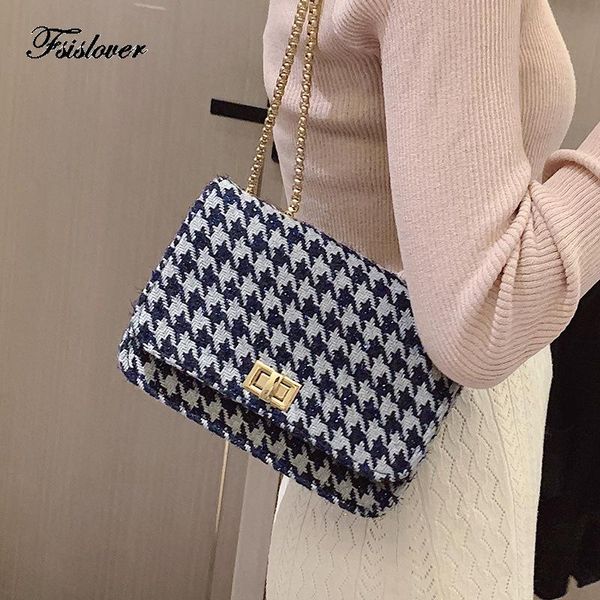 

cross body luxury handbags 2021 fashion houndstooth women messenger shoulder bag for daily designer female crossbody lock purse