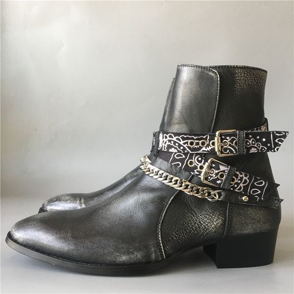 

boots real picture handmade black a r harry slp retro vintage cowhide genuine leather ribbon buckle strap luxury handmad