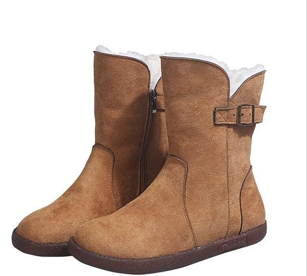 

zipper snow boots 2020 autumn and winter new plus cashmere tube buckle student shoes one drop delivery, Black