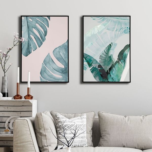 

nordic green plant leaves canvas painting abstract wall art poster prints scandinavian wall picture for living room home decor