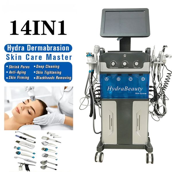 

2022 14in1 bio rf hammer hydro microdermabrasion water dermabrasion spa facial skin pore cleaning machine