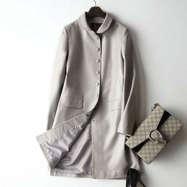 

2021 new of women spring autumn fur coat genuine female sheep women's leather jacket wxf290 u3vr, Black