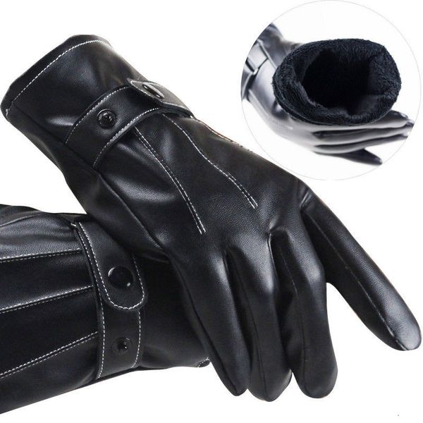 

men women warm pu leather ski snowboard gloves winter touch screen outdoor sport windproof waterproof glove